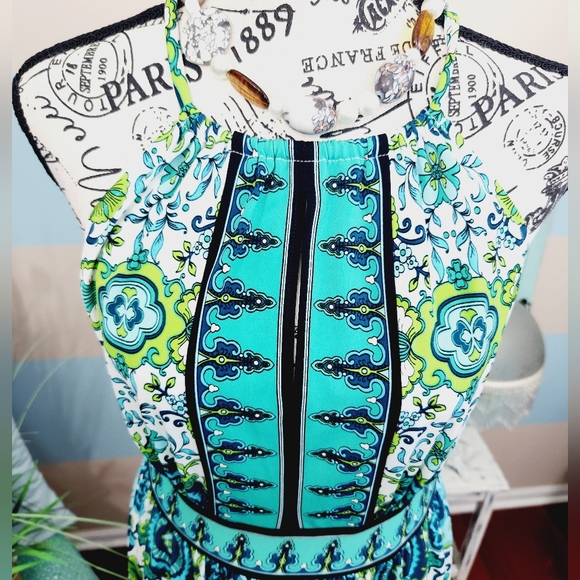 London Times Paisley Print Halter Dress - Picture 5 of 12